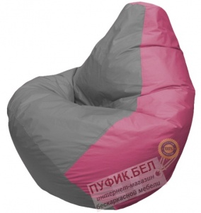 Кресло мешок Груша Макси Юниор (основа розовая, вставка серая)