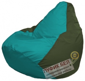 Кресло мешок Груша Макси Г2.1-288 бирюзовый, тёмно-оливковый