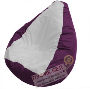 Кресло мешок Груша Макси (основа фиолетовая, вставка белая)