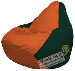Кресло мешок Груша Макси Г2.1-212 (основа тёмно-зелёная, вставка оранжевая)