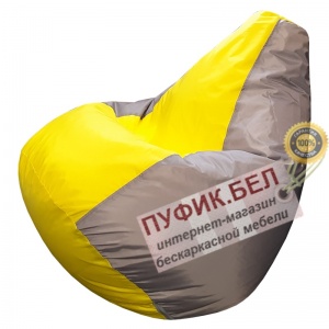 Кресло-мешок Груша Макси (серый+жёлтый)