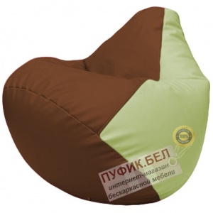 Кресло мешок Груша коричневый и светло-салатовый Г2.3-0704