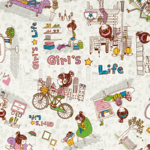 Ткань велюр - Girls life 01